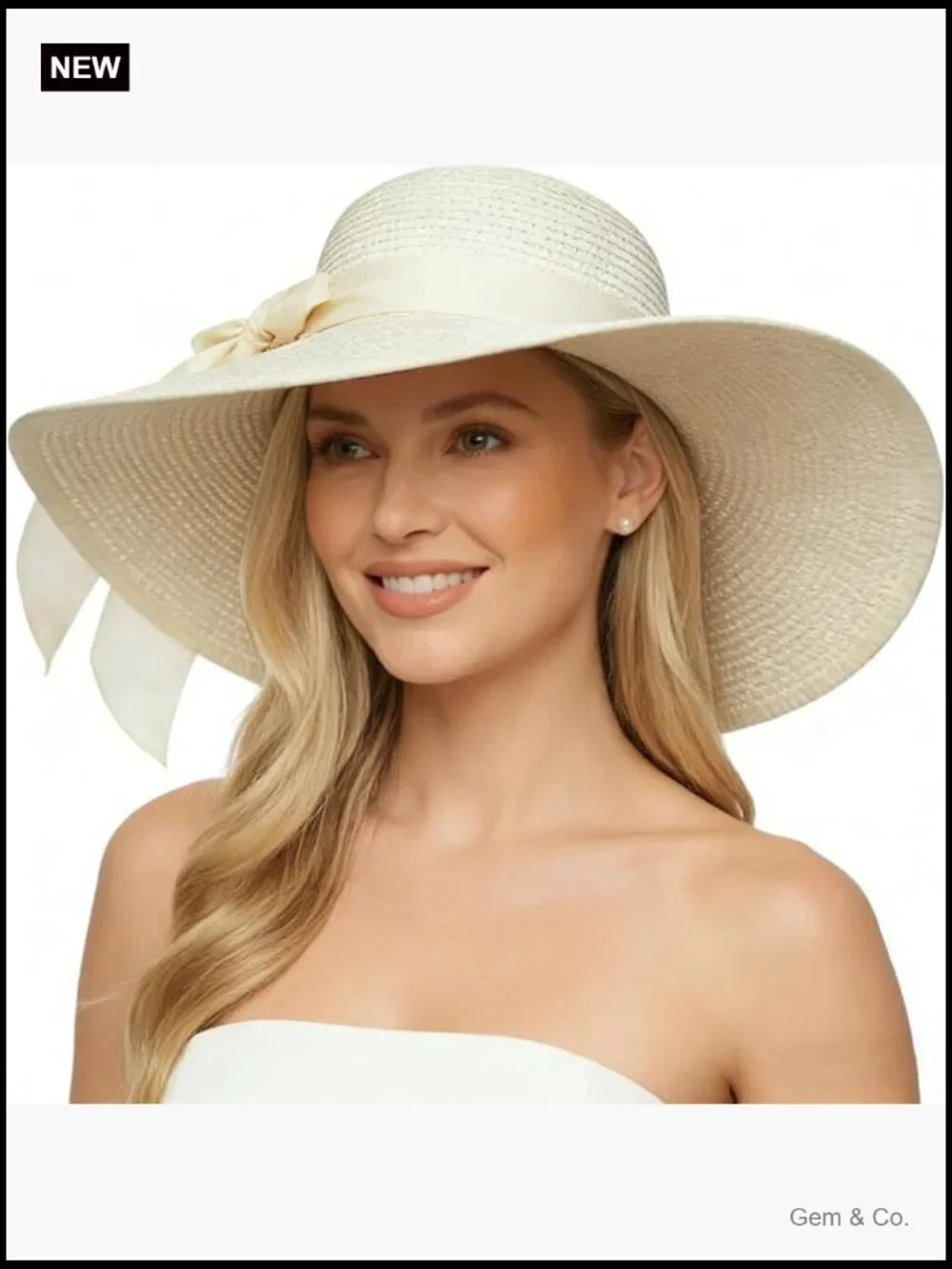 Wide Brim Floppy Straw Sun Hat - UPF 50+ Foldable Roll Up Style